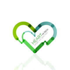 Logo love heart, abstract linear geometric business icon