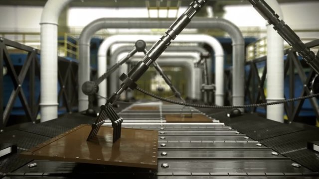 animated abstract technological industrial transporter background with place for logo