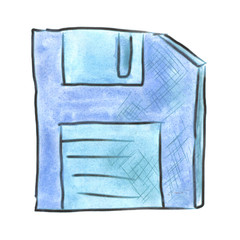 blue blue memory card cartoon watercolor isolated