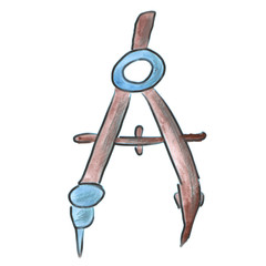 blue brown cartoon compasses watercolor isolated