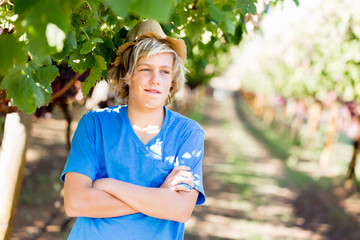 Boy in vineyard
