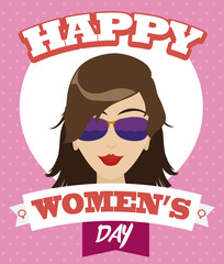 Beauty Cool Woman Ready to Celebrate Women's Day, Vector Illustration