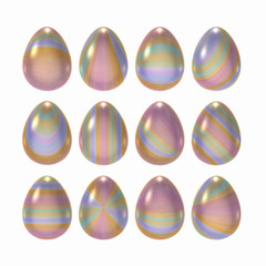 Decorated Easter egg set with clipping path