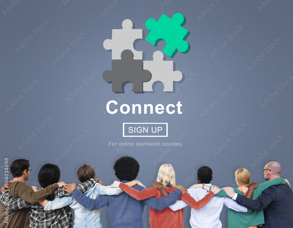 Poster connect interaction team teamwork concept