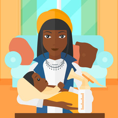 Woman with breast pump.