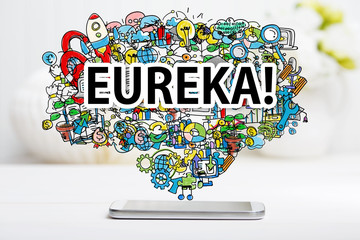 Eureka concept with smartphone
