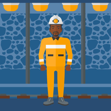 Confident miner in hardhat.