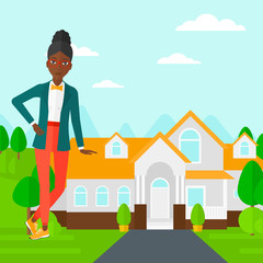 Real estate agent offering house.