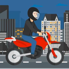 Foto op Plexiglas Man riding motorcycle. © Visual Generation