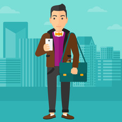 Man using smartphone.