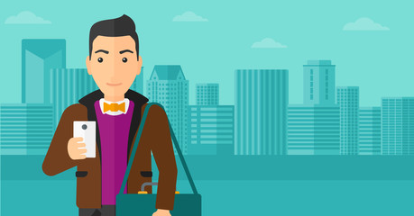 Man using smartphone.