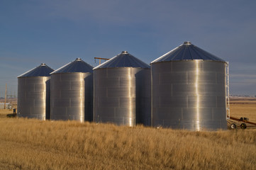 Silos in a field