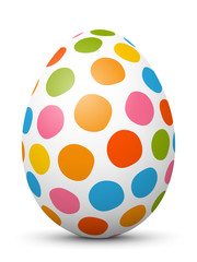 3D Vektor Osterei mit fröhlichen Ostersymbolen. Farbig und bunte Zeichen und Symbole. Ostern, bemaltes Ei.
Colored 3D Vector Easter Egg with Holiday Season Symbols. Isolated on White Background.