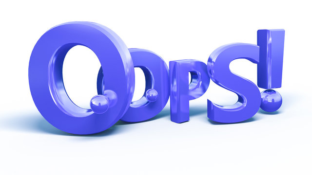 Oops word 3d on white background