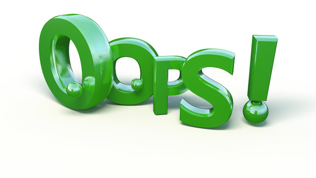 Oops word 3d on white background