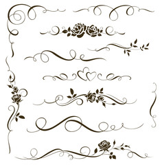 Set of floral calligraphic elements
