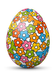 3D Vektor Osterei mit fröhlichen Ostersymbolen im Cartoon Style. Farbig und bunte Zeichen und Symbole im Comic Stil. Ostern, bemaltes Ei.