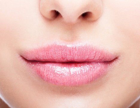 Closeup shot of plump female lips
