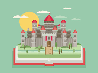 Fairy-tale Castle. Vector Flat Illustration.