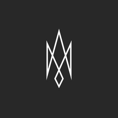 Monogram trident logo mockup, creative abstract modern outline Ukraine emblem, srossing thin line geometric shape - obrazy, fototapety, plakaty