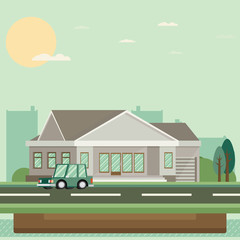 Obraz na płótnie Canvas Flat Residential House. Vector illustration.