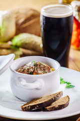 Delicious goulash casserole in a  pot