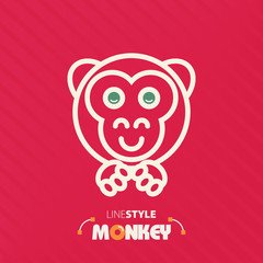 Vector illustration. line style monkey