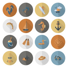 Summer and Beach Simple Flat Icons