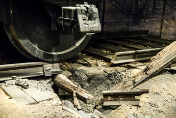 Close up of explosion train wheel