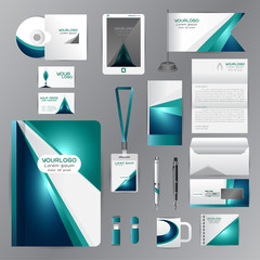 White identity template with blue origami elements. Vector compa © ploygraphic
