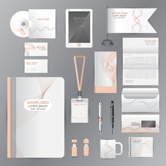 White identity template with pink origami elements. Vector compa © ploygraphic