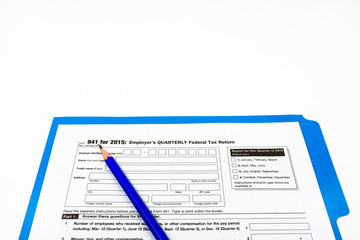 Fototapeta premium Tax Form 941 on White Background