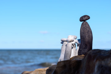 Black and white stones