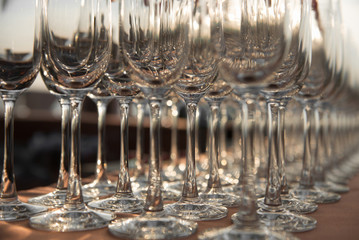 Group of empty cocktail glasses
