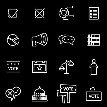 Vector line election icon set. Election Icon Object, Election Icon Picture, Election Icon Image - stock vector