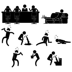 people drink too much in a bar and then wasted icon sign symbol pictogram vector