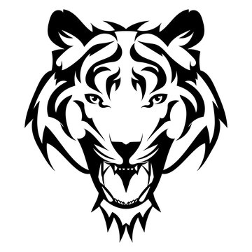 Beautiful tiger tattoo.Vector tiger's head as a design element on isolated background