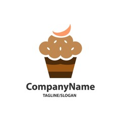 cupcake cake bread dessert logo icon Vector