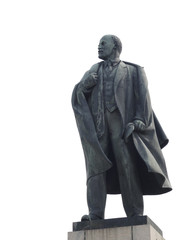 Fototapeta na wymiar The statue of Lenin on a white background