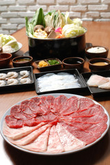 Sukiyaki Fresh Beef pork slices, Vegetable, Dinner Set