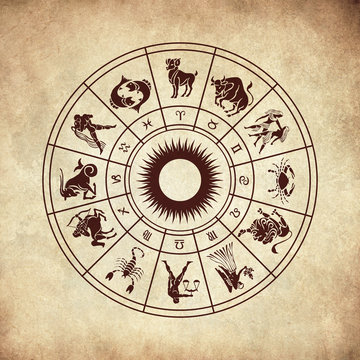 Horoscope wheel of zodiac signs