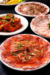 Premium beef pork bacon sliced on plate