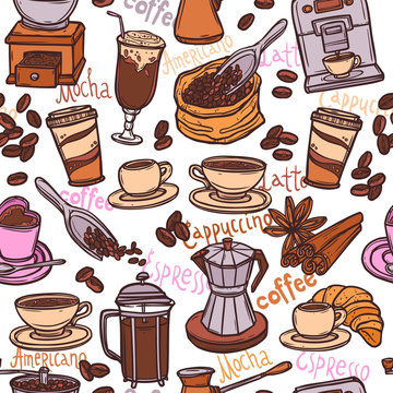 seamless color coffee pattern
