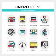 Data Organization Linero Icons Set