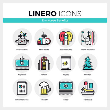Employee Benefits Linero Icons Set
