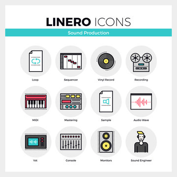 Sound Production Linero Icons Set