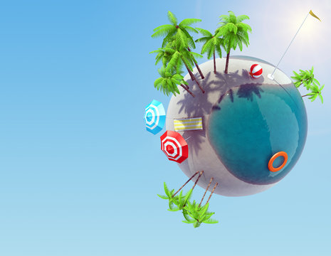 Earth globe with palm trees