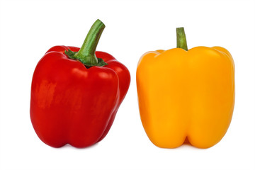 Colorful bell peppers isolated on white