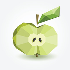 Polygon apple, vector illustration.