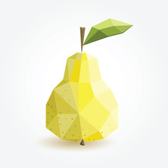 Polygon pear, vector illustration.